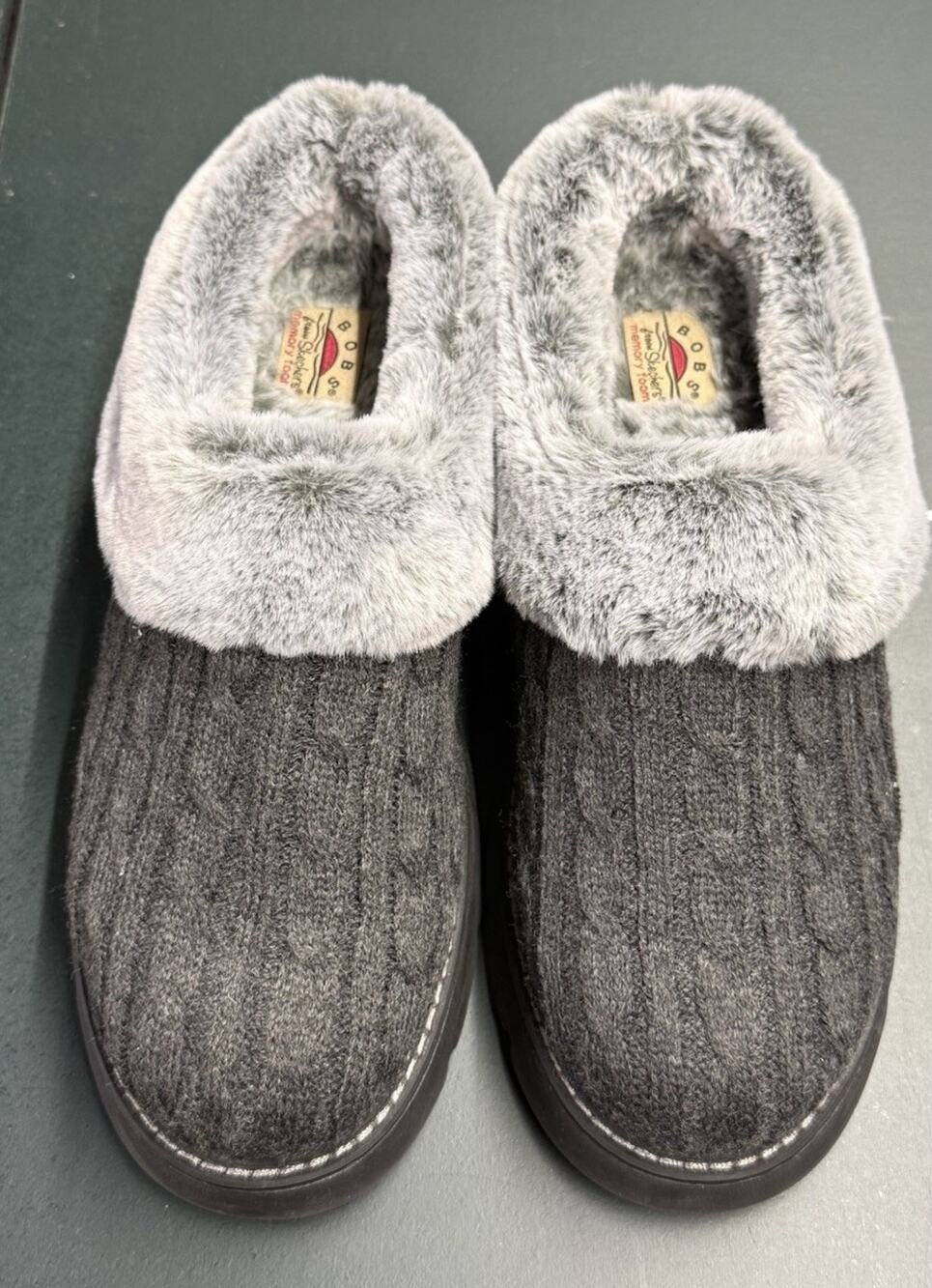 Skechers Bobs Women's Warm Greetings Keepsake Light Slippers Charcoal Size 10
